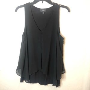 Black tank with chiffon overlay -Large